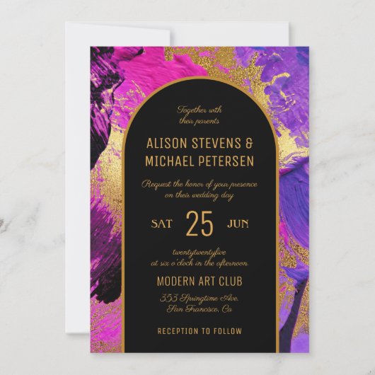 モダン抽象芸術アー結婚チ 招待状 (正面)