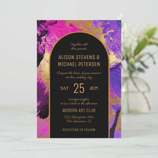 モダン抽象芸術アー結婚チ 招待状 (スタンド正面)