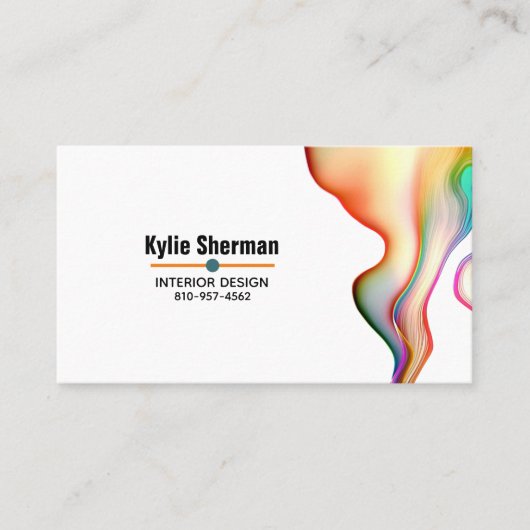 モダン抽象芸術ア絵を描ートのカラフル流れ 名刺 (正面)
