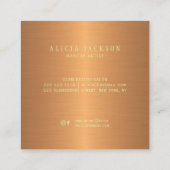 モダン抽象芸術ア絵を描ート銅金ゴールドモノグラム スクエア名刺 (裏面)