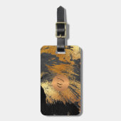 モダン抽象芸術ア絵を描ート銅金ゴールドモノグラム ラゲッジタグ (正面縦)