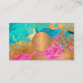 モダン抽象芸術ア絵を描ート銅金ゴールドモノグラム 名刺 (正面)