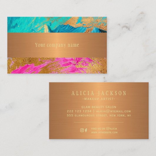 モダン抽象芸術ア絵画ートの銅金ゴールドあなたの名前 名刺 (正面/裏面)