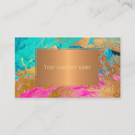 モダン抽象芸術ア絵画ートの銅金ゴールドあなたの名前 名刺 (正面)