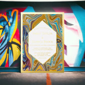 モダン抽象芸術ア絵画ートリッ結婚ク金ゴールド 箔招待状