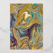 モダン抽象芸術ア絵画ートリッ結婚ク金ゴールド 箔招待状 (裏面)