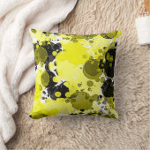 モダン抽象芸術イエローとブラックの絵を描(ばちゃばちゃ)跳ねる クッション (ブランケット)