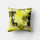 モダン抽象芸術イエローとブラックの絵を描(ばちゃばちゃ)跳ねる クッション (裏面)