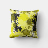 モダン抽象芸術イエローとブラックの絵を描(ばちゃばちゃ)跳ねる クッション (正面)