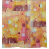 モダン抽象芸術イエローウォーターカラーアート シャワーカーテン (正面)