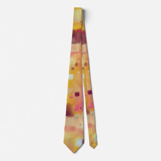 モダン抽象芸術イエローウォーターカラーアート ネクタイ (正面)