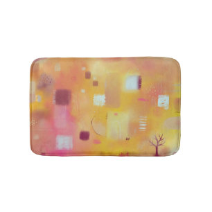 モダン抽象芸術イエローウォーターカラーアート バスマット