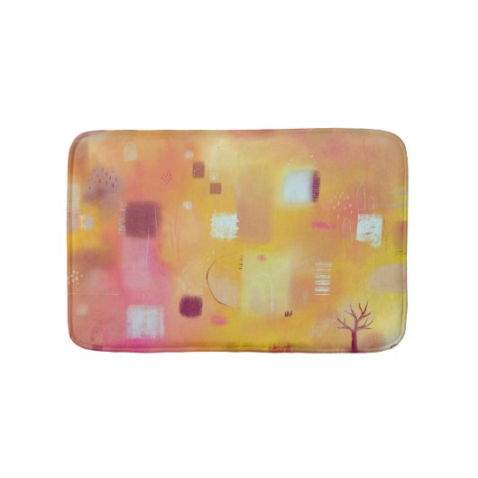 モダン抽象芸術イエローウォーターカラーアート バスマット (正面)