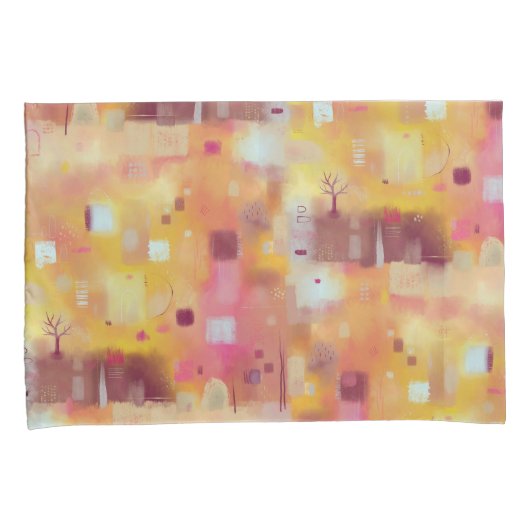 モダン抽象芸術イエローウォーターカラーアート 枕カバー (正面右)