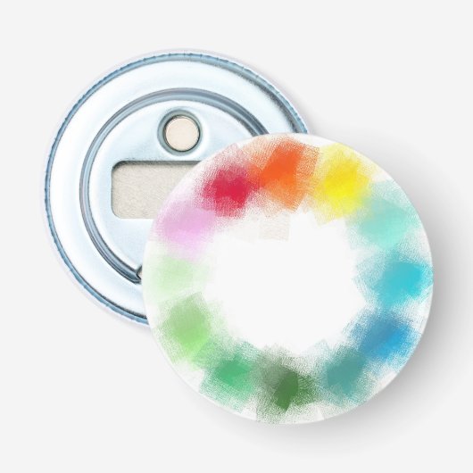 モダン抽象芸術イエローオレンジブルーグリーン 栓抜き (正面)