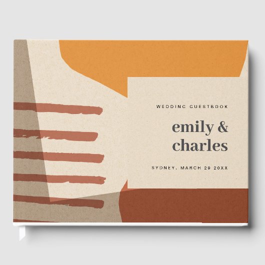 モダン抽象芸術イエローテラコッ芸術的タ結婚 ゲストブック (正面)