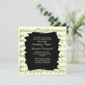 モダン抽象芸術イエローミュージック結婚式招待状 招待状 (スタンド正面)