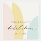 モダン抽象芸術イエロー赤面アクアブライダルシャワー スクエアシール (正面)