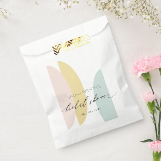 モダン抽象芸術イエロー赤面アクアブライダルシャワー フェイバーバッグ (封をした状態)