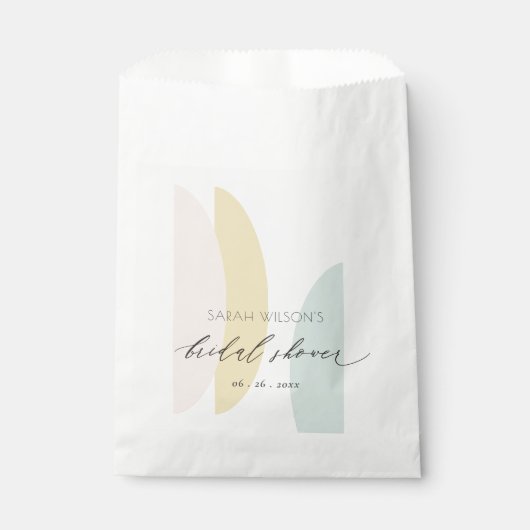 モダン抽象芸術イエロー赤面アクアブライダルシャワー フェイバーバッグ (正面)