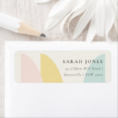 モダン抽象芸術イエロー赤面アクアブルーアドレス ラベル (インサイチュ)