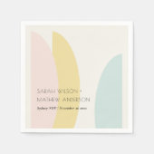 モダン抽象芸術イエロー赤面アクア結婚ブルー スタンダードカクテルナプキン (正面)