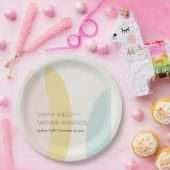 モダン抽象芸術イエロー赤面アクア結婚ブルー ペーパープレート (パーティー)