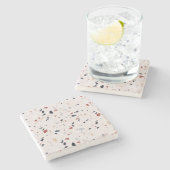 モダン抽象芸術イタリアンTerrazzoシームレスパターン ストーンコースター (横)