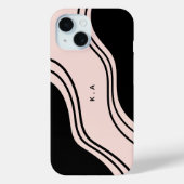 モダン抽象芸術ウェーブズブラック&クリーム Case-Mate iPhoneケース (裏面)