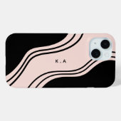 モダン抽象芸術ウェーブズブラック&クリーム Case-Mate iPhoneケース (裏面 (横))