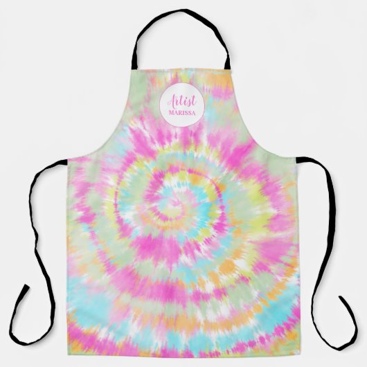 モダン抽象芸術ウォーターのパステル絞り染め エプロン (正面)