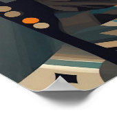 モダン抽象芸術ウーマンポートレート – 幾何学模様 ポスター (角)