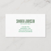 モダン抽象芸術エメラルドグリーンブラシストロークトレンディー 名刺 (裏面)