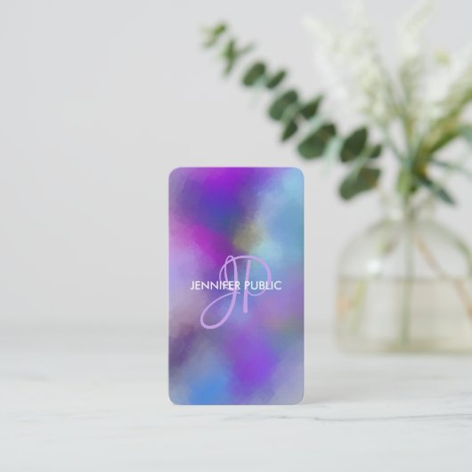 モダン抽象芸術エレガントアートモノグラムテンプレート 名刺 (スタンド正面)