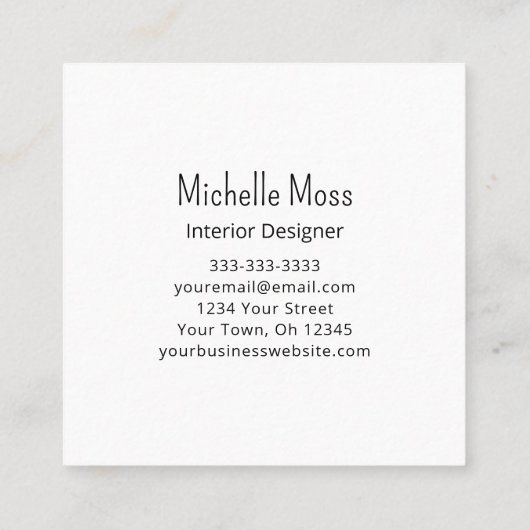 モダン抽象芸術エレガントインテリアデザイナー紫 スクエア名刺 (裏面)