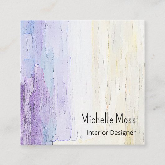 モダン抽象芸術エレガントインテリアデザイナー紫 スクエア名刺 (正面)