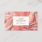 モダン抽象芸術エレガントコーラルピンクシダの葉 名刺 (正面)