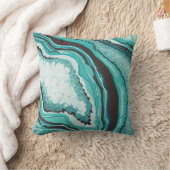 モダン抽象芸術エレガントターコイズアゲード クッション (ブランケット)