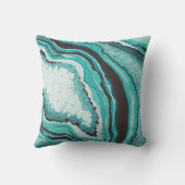 モダン抽象芸術エレガントターコイズアゲード クッション (裏面)