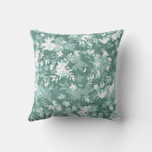 モダン抽象芸術エレガントティール(緑がかった色)マリゴールド花 クッション (裏面)
