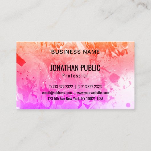 モダン抽象芸術エレガントテンプレート青紫 名刺 (裏面)