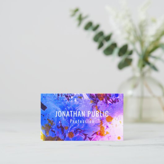 モダン抽象芸術エレガントテンプレート青紫 名刺 (スタンド正面)