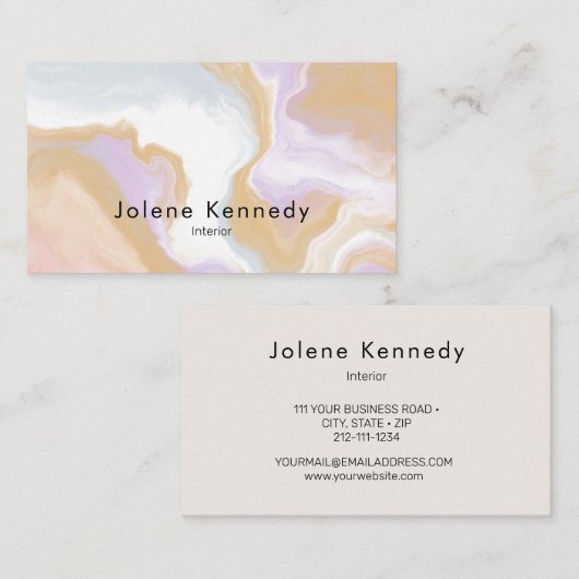 モダン抽象芸術エレガントピーチニュートラルアブストラックウェーブ 名刺 (正面/裏面)