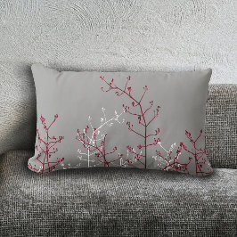 モダン抽象芸術エレガントブルゴーニュ花グレー ランバークッション