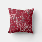 モダン抽象芸術エレガントワイルドフラワーブルゴーニュグレイ クッション (正面)