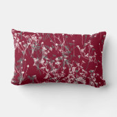 モダン抽象芸術エレガントワイルドフラワーブルゴーニュグレイ ランバークッション (裏面)