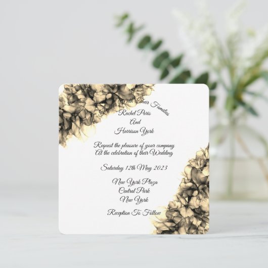 モダン抽象芸術エレガント天然ヘー結婚ズ カード (スタンド正面)