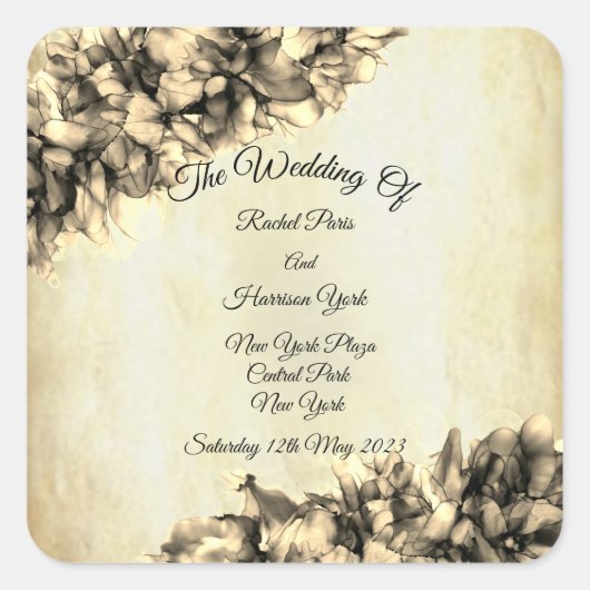 モダン抽象芸術エレガント天然ヘー結婚ズ スクエアシール (正面)