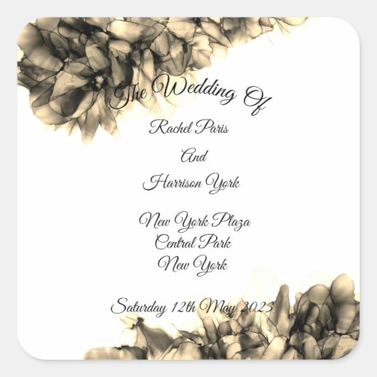 モダン抽象芸術エレガント天然ヘー結婚ズ スクエアシール (正面)