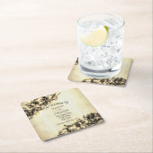 モダン抽象芸術エレガント天然ヘー結婚ズ スクエアペーパーコースター (インサイチュ)